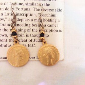 Roman TYCHE Coin Pierced Earrings Museum Reproductions Boston